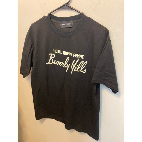 Homme + Femme Hotel Beverly Hills Black Short Sleeve T-Shirt NEW Men's Small - Picture 4 of 6
